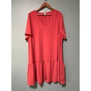 A New Day Women's Peach Orange Ruffle Plus Size Dress Size‎ 2x